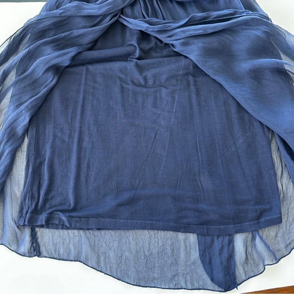 Bellambia Italy Asymmetrical Blue Blouse with Flowing Design, silk - Picture 8 of 11